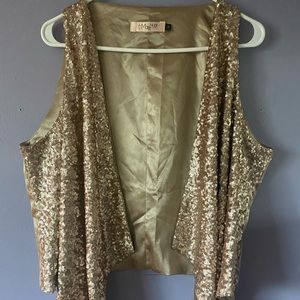 Gold sequin blousy vest